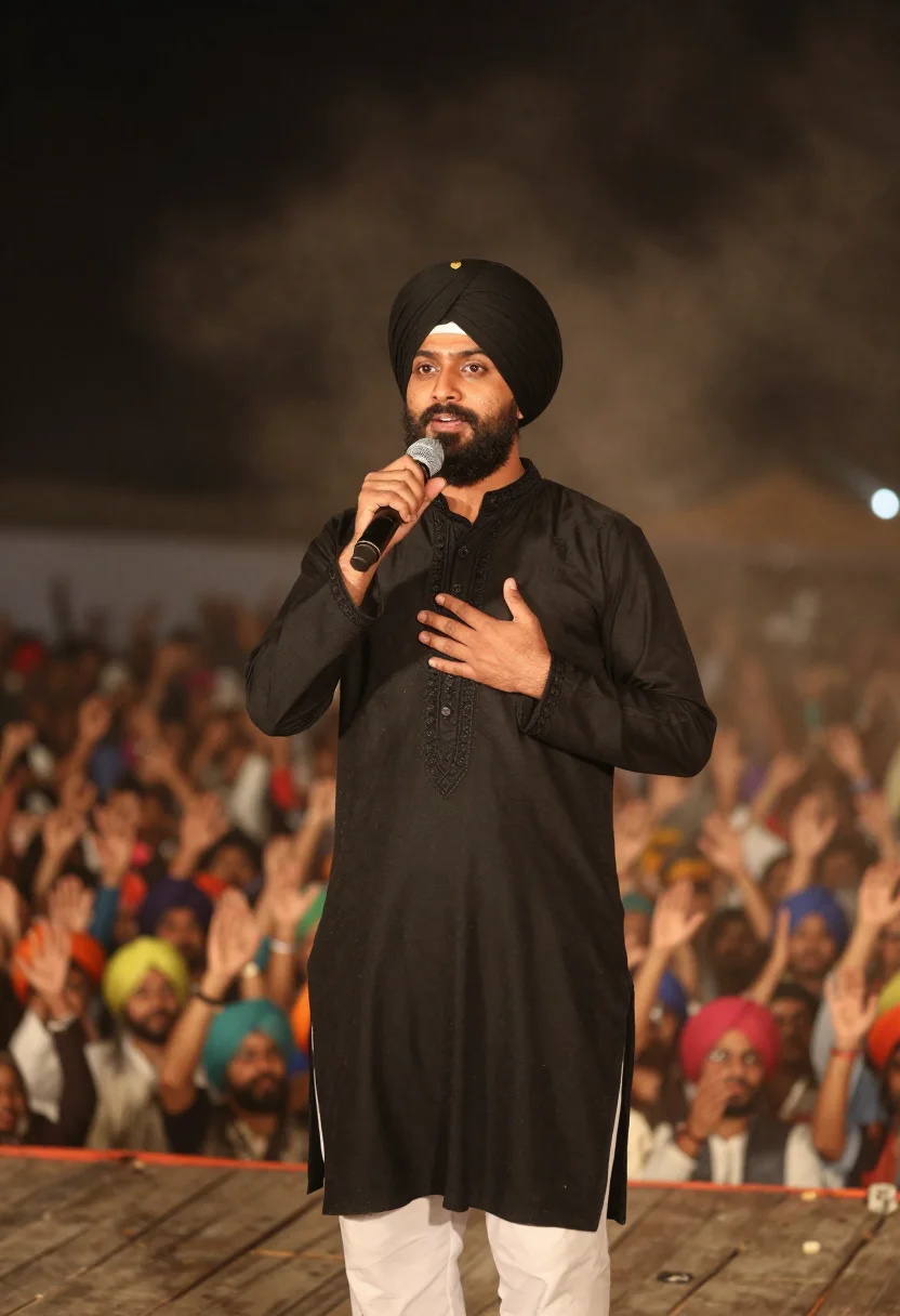 AI diljit coachella sample — portrait of a man, close half-length portrait of a Punjabi m