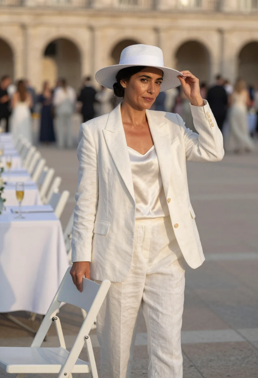 AI diner en blanc sample — portrait of a woman, three-quarter-length portrait at chest