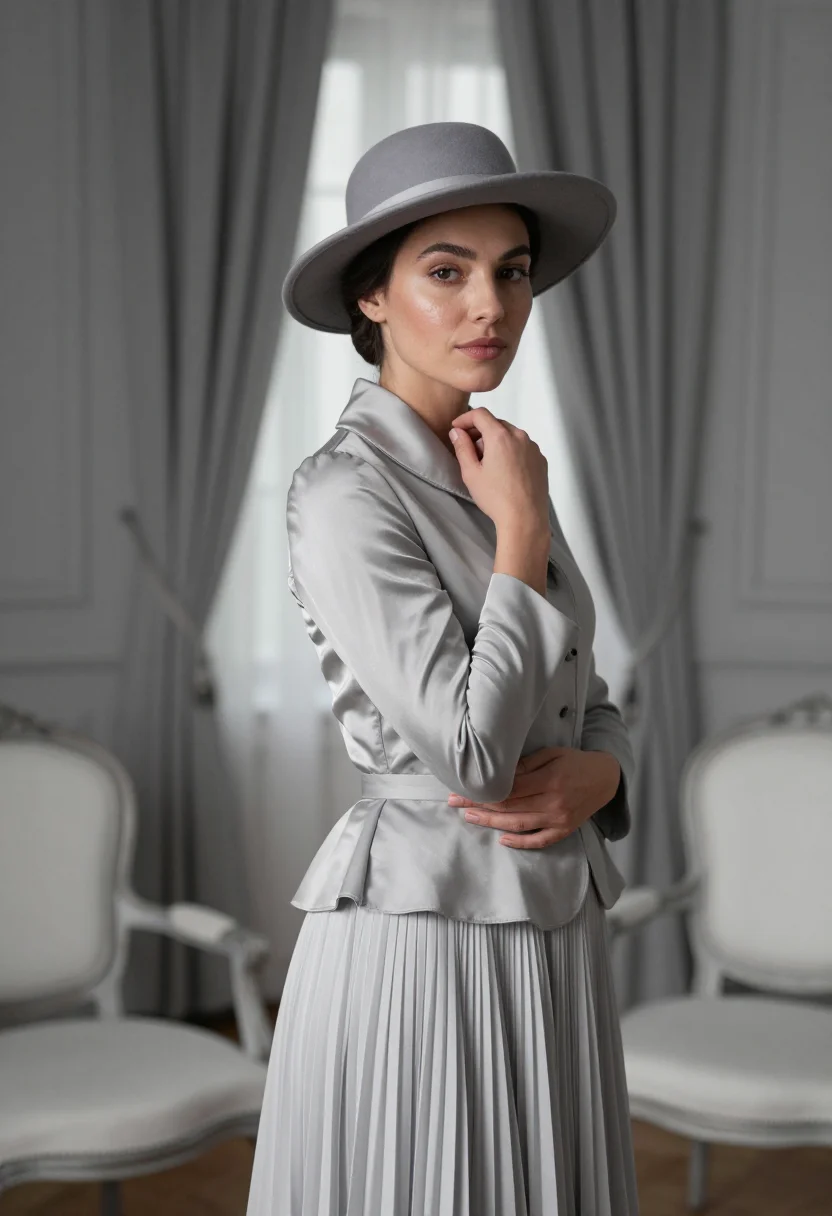 AI dior grey sample — portrait of a woman, half-length portrait of a Western-Europ
