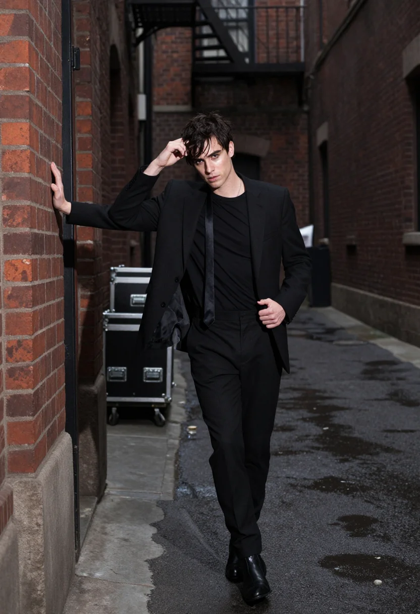 AI dior homme sample — portrait of a man, low three-quarter-length portrait of a We