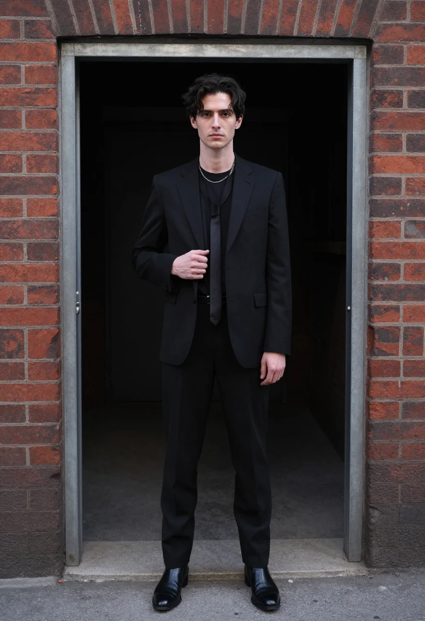 AI dior homme sample — portrait of a man, chest-up portrait of a Western-European m