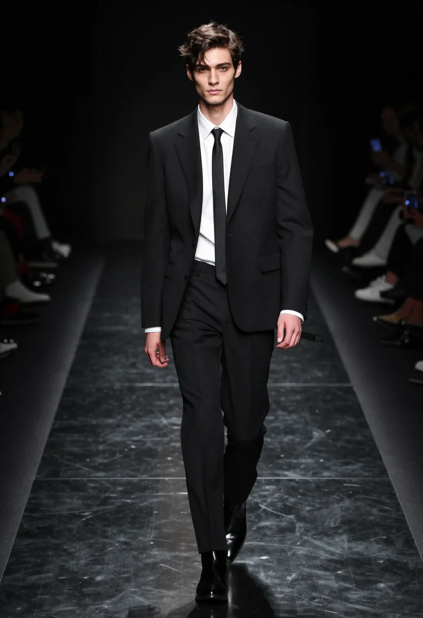 AI dior homme sample — portrait of a man, low three-quarter-length portrait of a We
