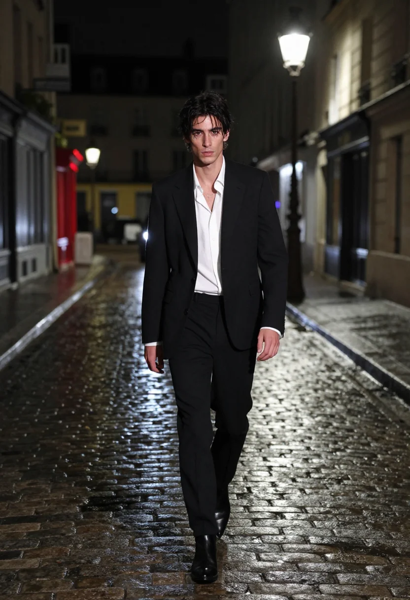 AI dior homme sample — portrait of a man, low three-quarter-length portrait of a We