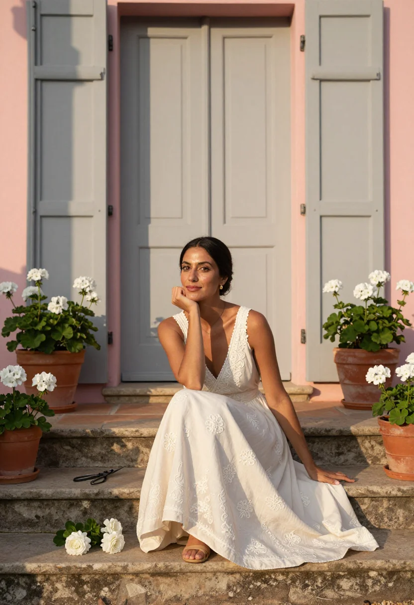 AI dior jardin sample — portrait of a woman, seated full-length portrait of a Southe