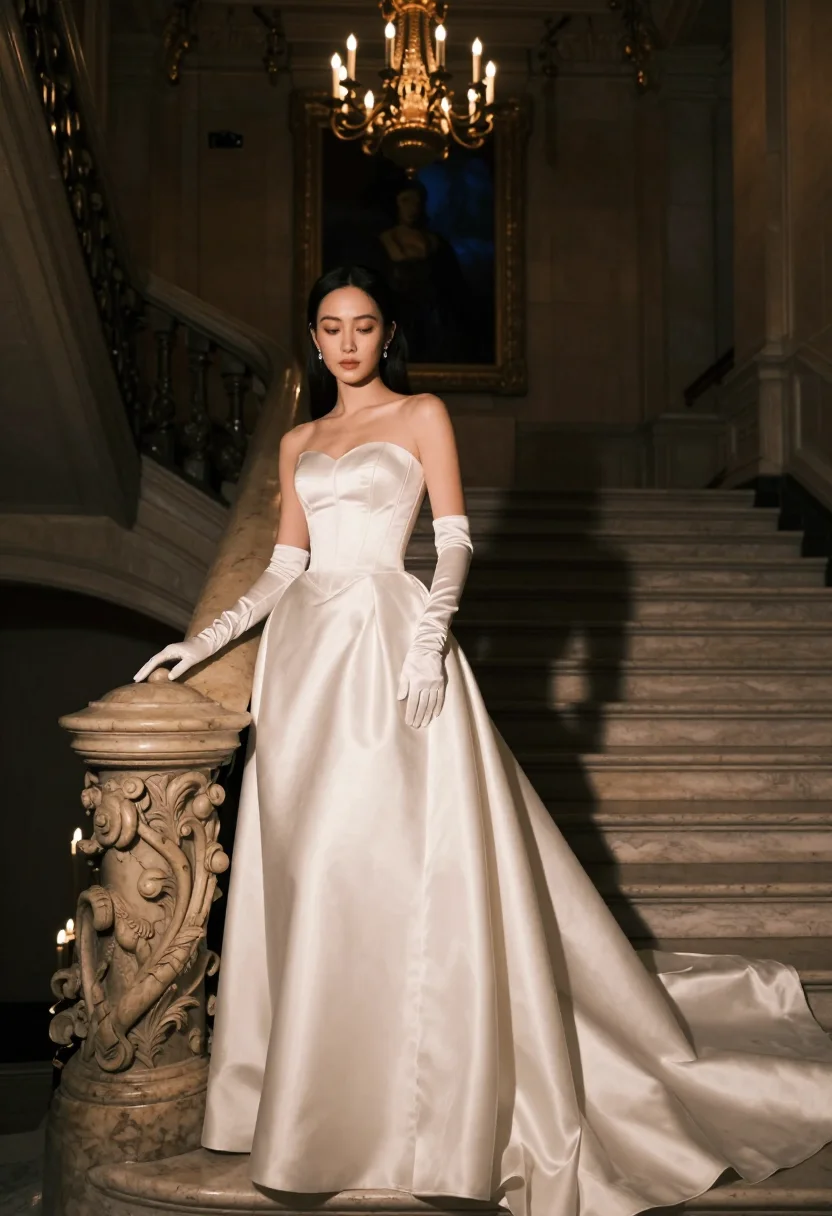 AI dior soiree sample — portrait of a woman, half-length portrait of an East-Asian w
