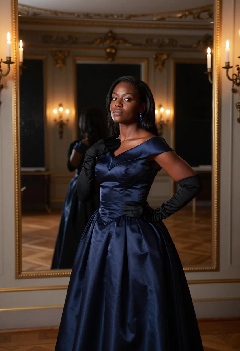 AI dior soiree sample — portrait of a woman, half-length portrait of a Black woman w