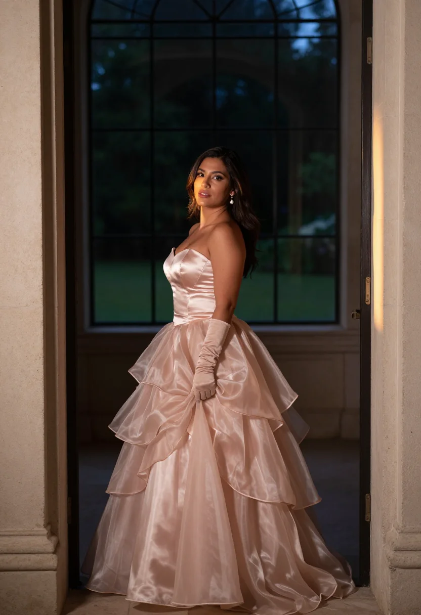 AI dior soiree sample — portrait of a woman, three-quarter-length portrait of a Lati