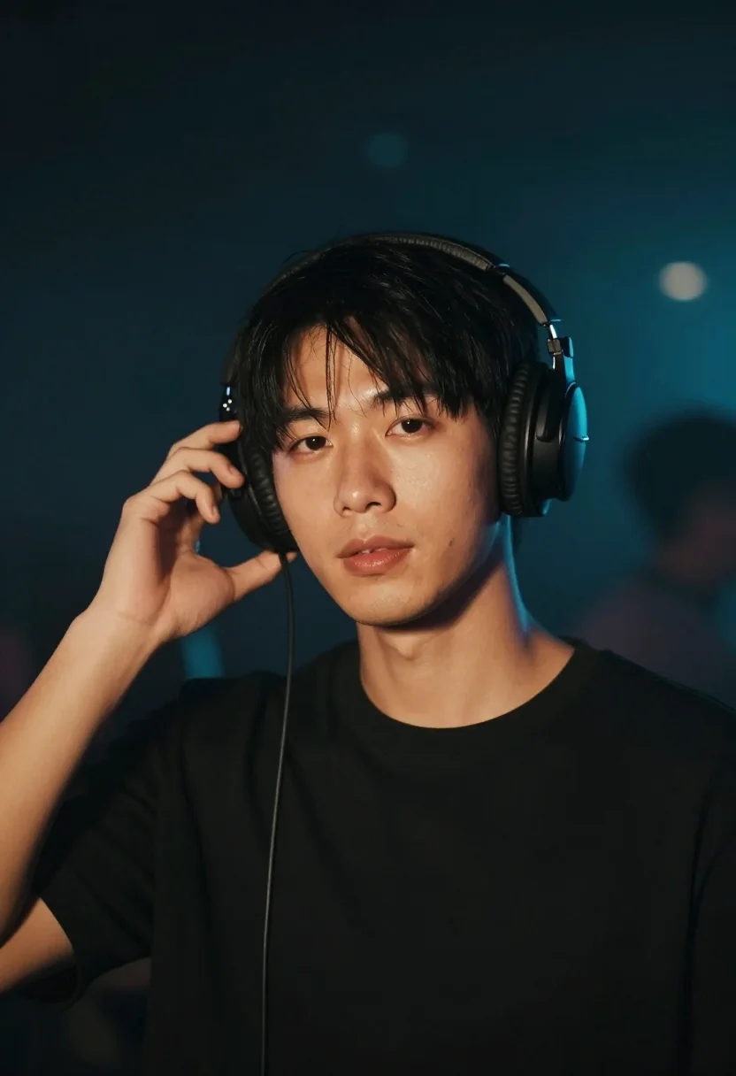 AI dj sample — portrait of a man, head-and-shoulders portrait of an East As