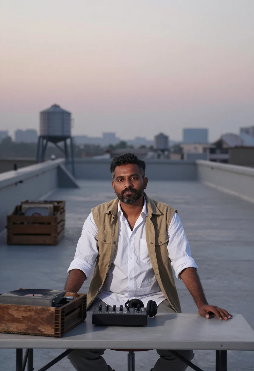 AI dj sample — portrait of a man, half-length portrait of a South-Asian man