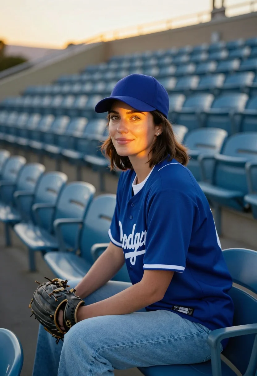 AI dodger stadium chavez ravine blue palm sample — portrait of a woman, an Italian-American woman in her early