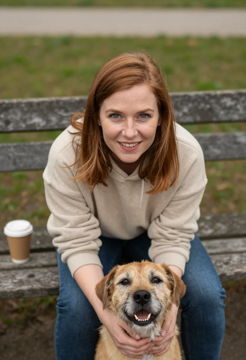 AI dog park sample — portrait of a woman, close half-length portrait of a woman i