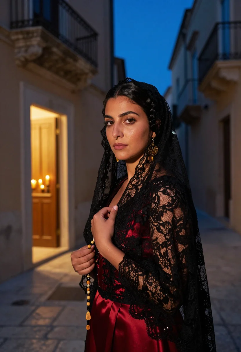 AI dolce gabbana natale sample — portrait of a woman, close portrait of a Mediterranean woman