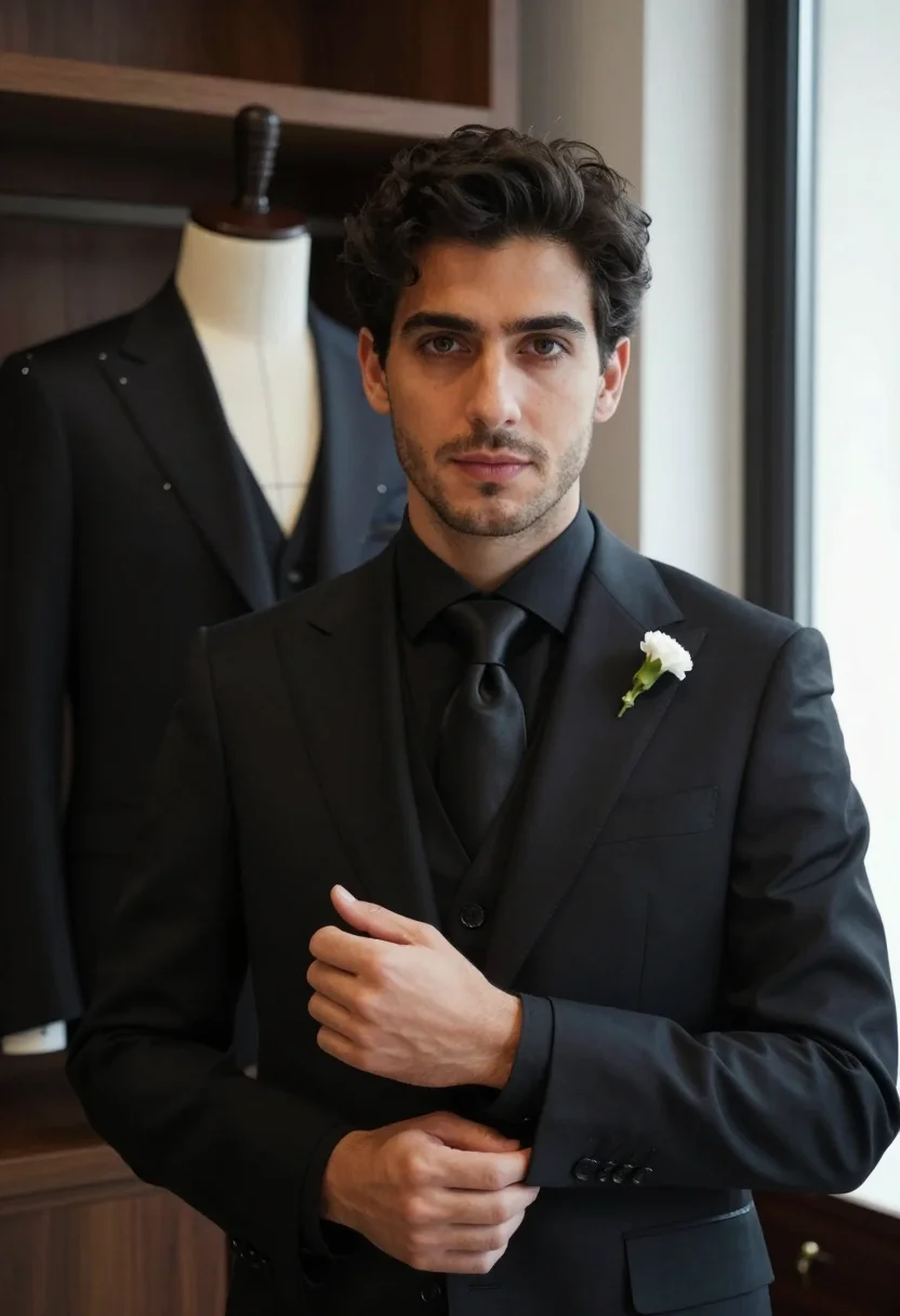 AI dolce gabbana sartoria via della spiga black men sample — portrait of a man, a Neapolitan man in his mid-thirties with