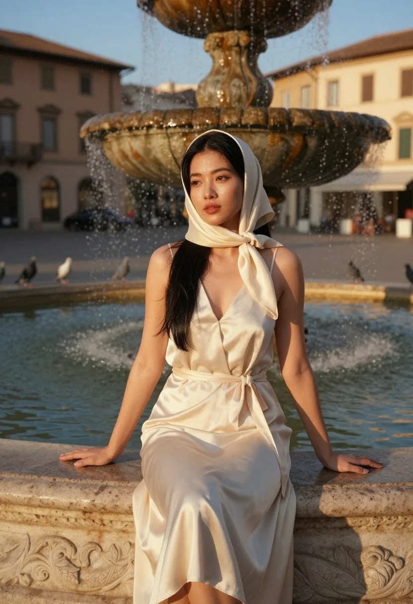 AI dolce vita sample — portrait of a woman, half-length portrait of an East-Asian w