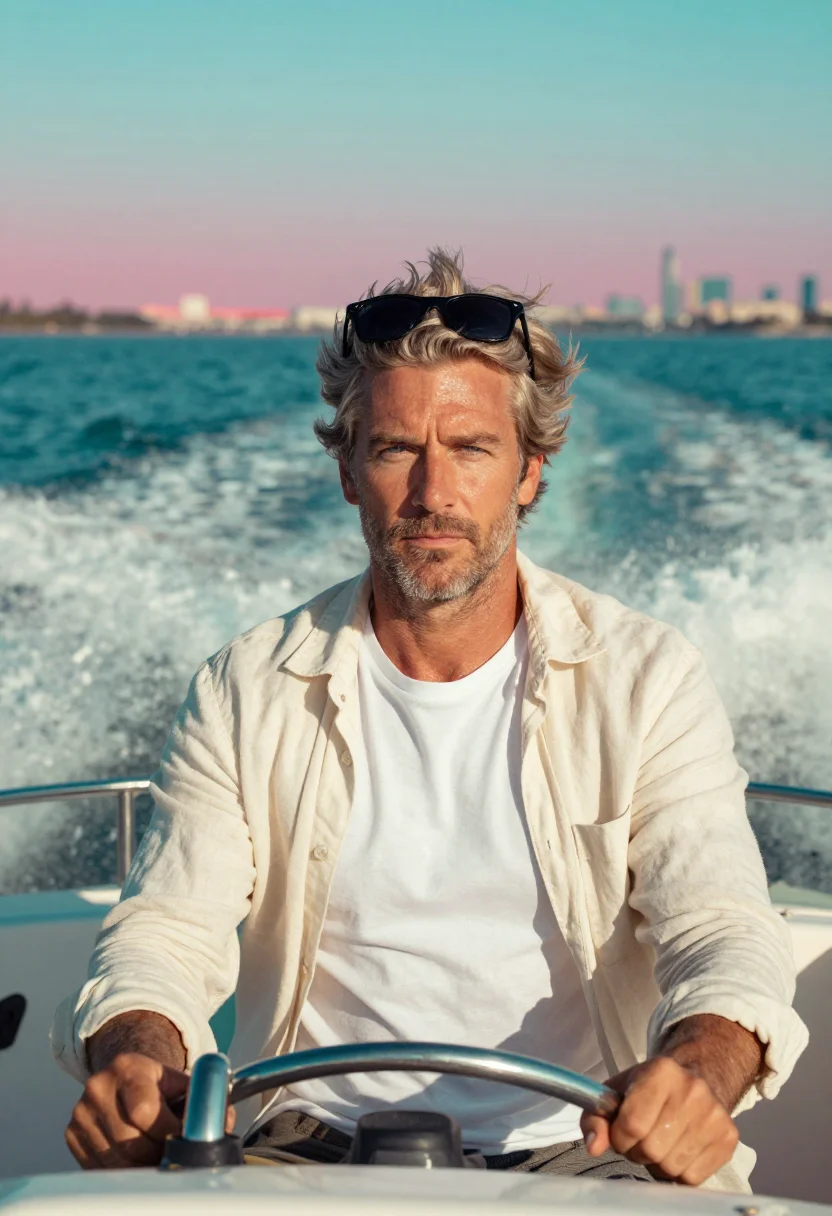AI don johnson miami vice sample — portrait of a man, close half-length portrait of a Western-E