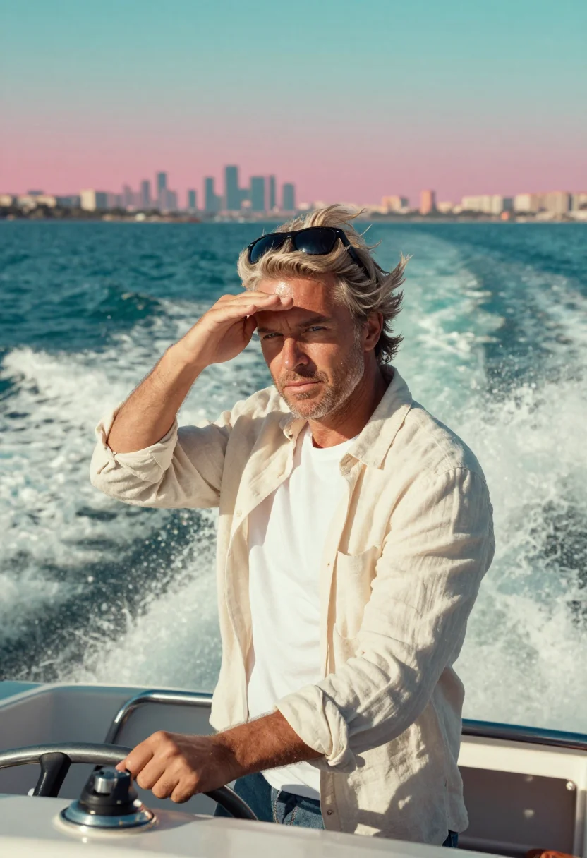 AI don johnson miami vice sample — portrait of a man, three-quarter-length portrait of a Wester