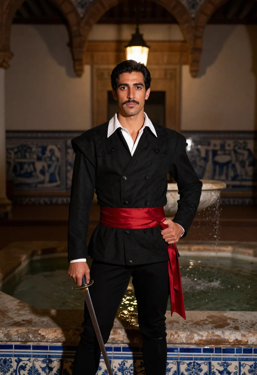 AI don juan tenorio sample — portrait of a man, three-quarter-length portrait of a Spanis