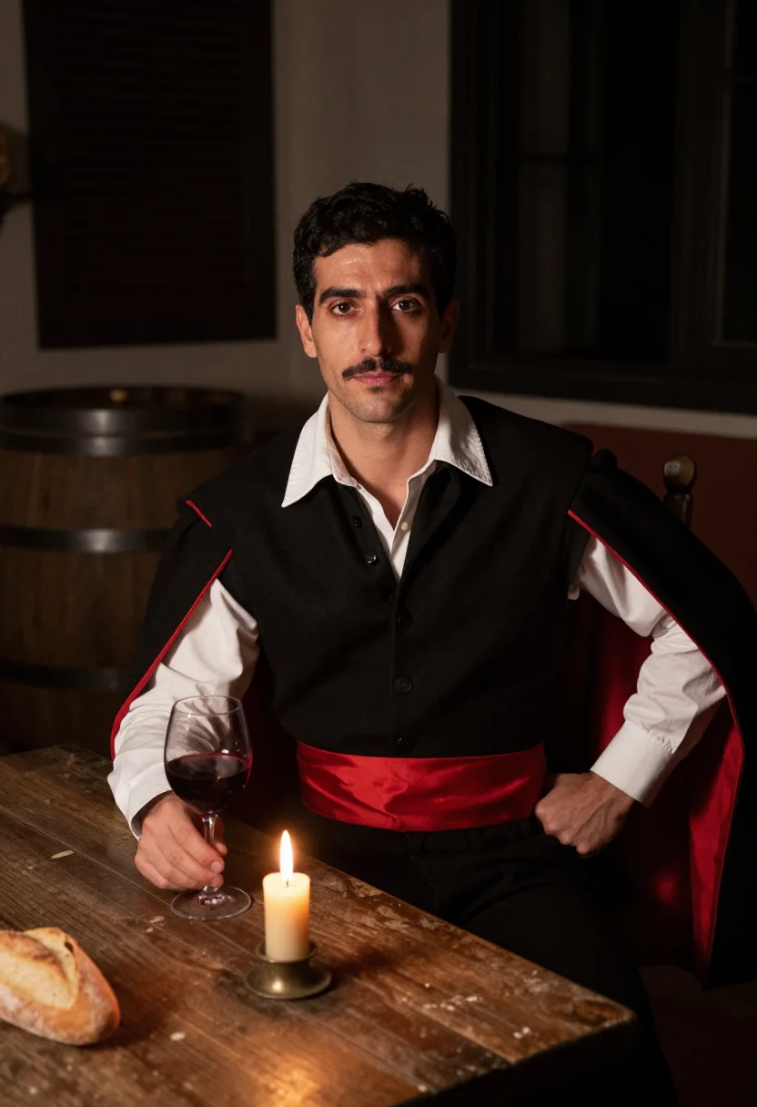 AI don juan tenorio sample — portrait of a man, half-length portrait of a Spanish man in