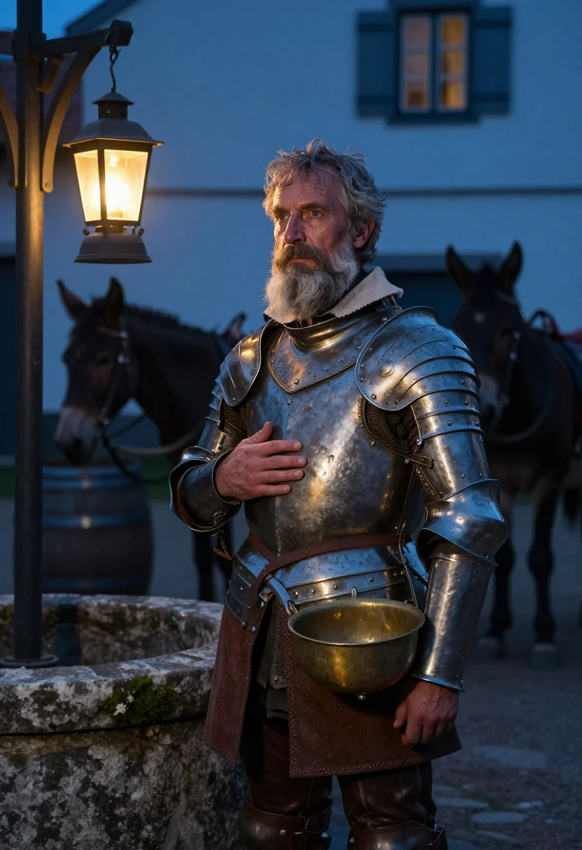 AI don quixote sample — portrait of a man, close head-and-chest portrait of a Wester