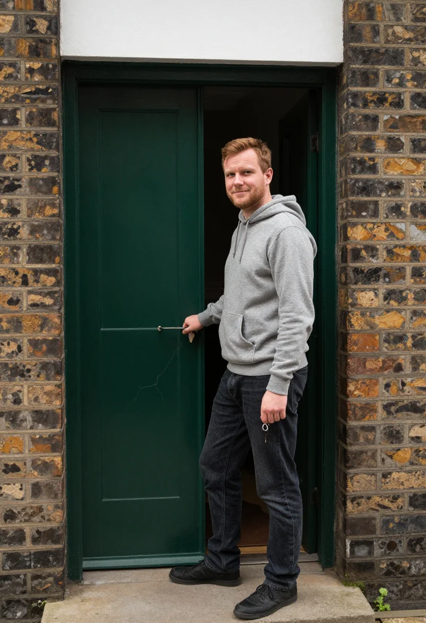 AI doorway morning sample — portrait of a man, standing three-quarter portrait of a West