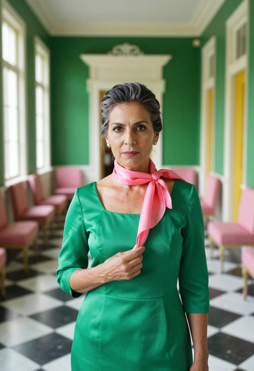 AI dorothy draper greenbrier designer sample — portrait of a woman, in her early fifties, Italian-American,