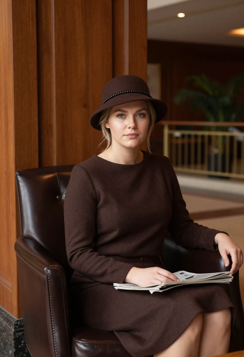 AI dorothy parker algonquin oak brown sample — portrait of a woman, framed half-length from the crown to th