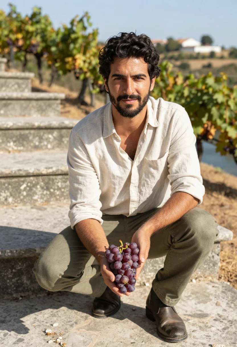 AI douro terraces sample — portrait of a man, close chest-up portrait of a Portuguese m