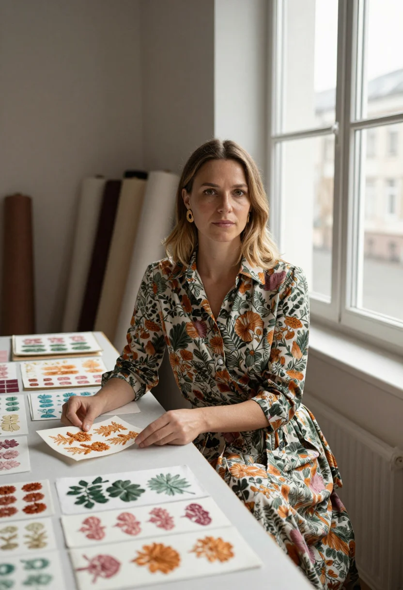 AI dries van noten sample — portrait of a woman, half-length seated portrait of a Wester