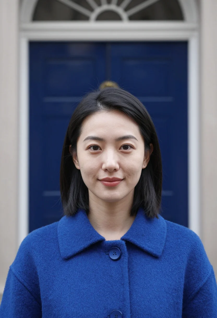 AI dublin door blue sample — portrait of a woman, close headshot of an East-Asian woman i