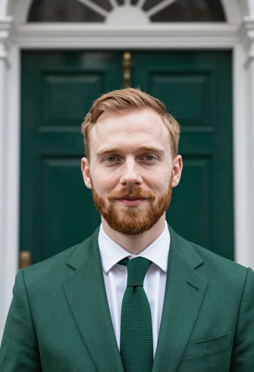 AI dublin solicitor bottle green sample — portrait of a solicitor, a Scottish man in his early thirtie