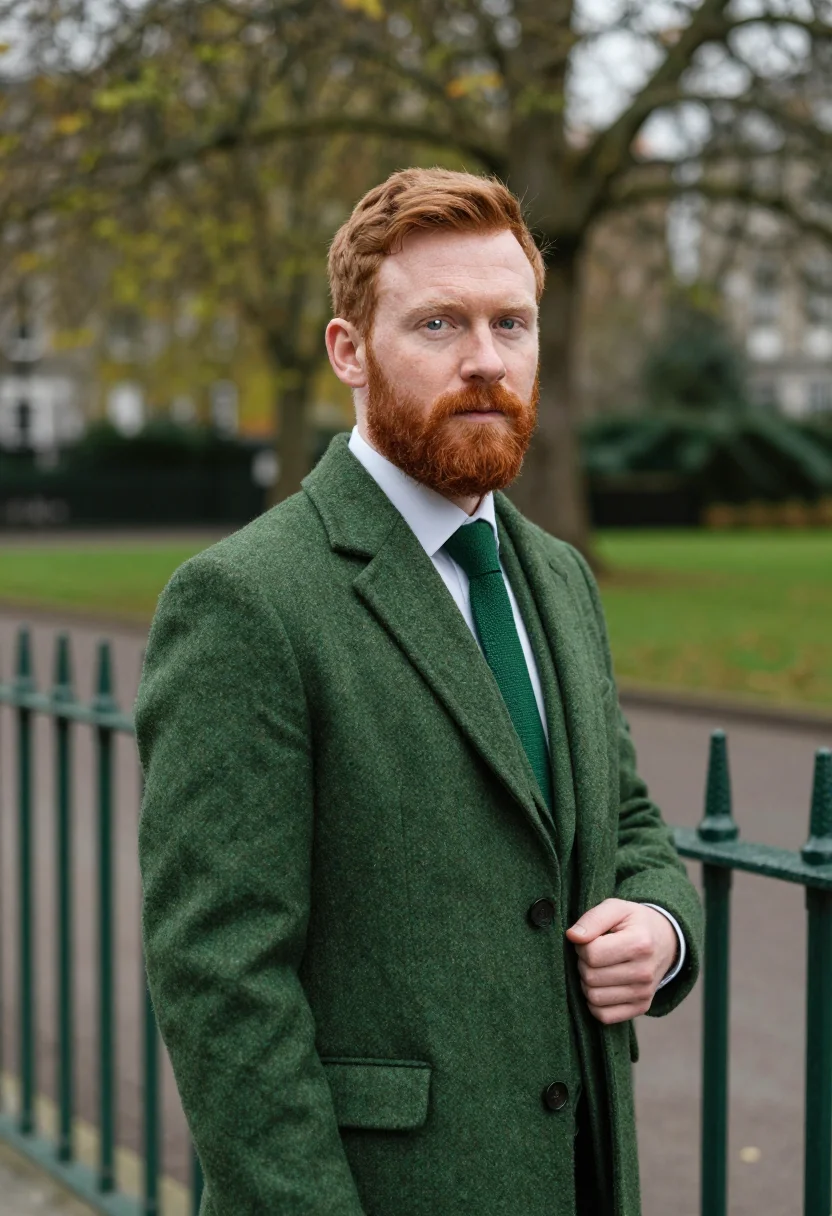 AI dublin solicitor bottle green sample — portrait of a solicitor, an Irish man in his mid-thirties wi