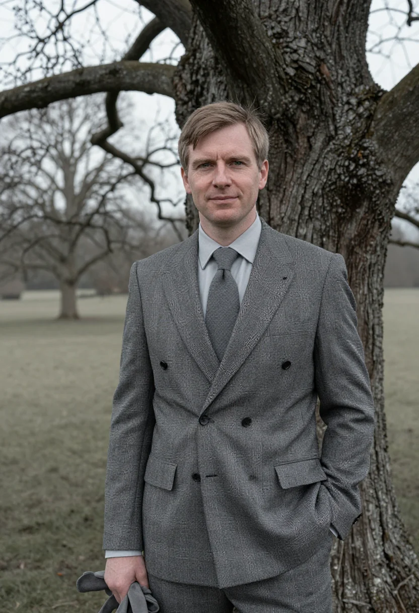 AI duke of windsor check country sample — portrait of a man, framed half-length, head to waist, the ca
