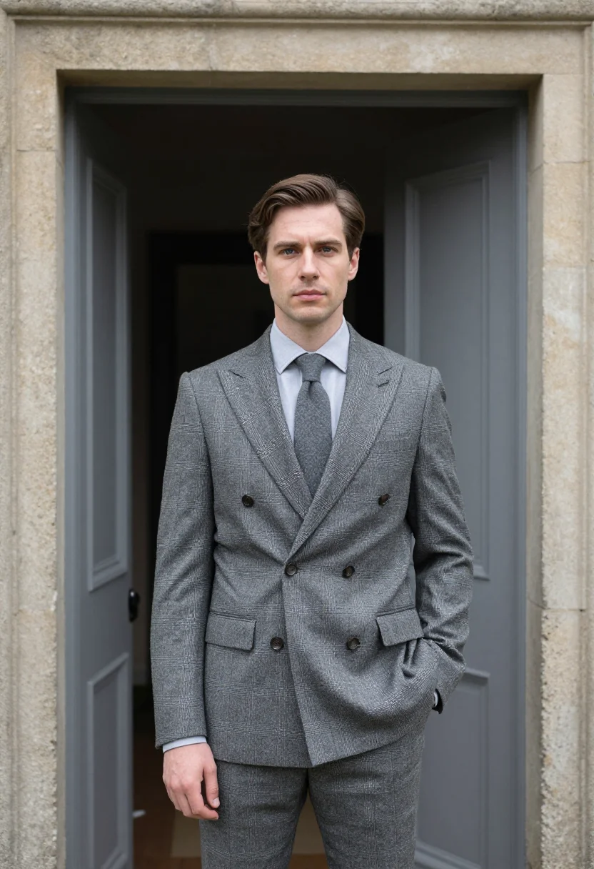AI duke of windsor check country sample — portrait of a man, framed half-length, head to waist, the ca