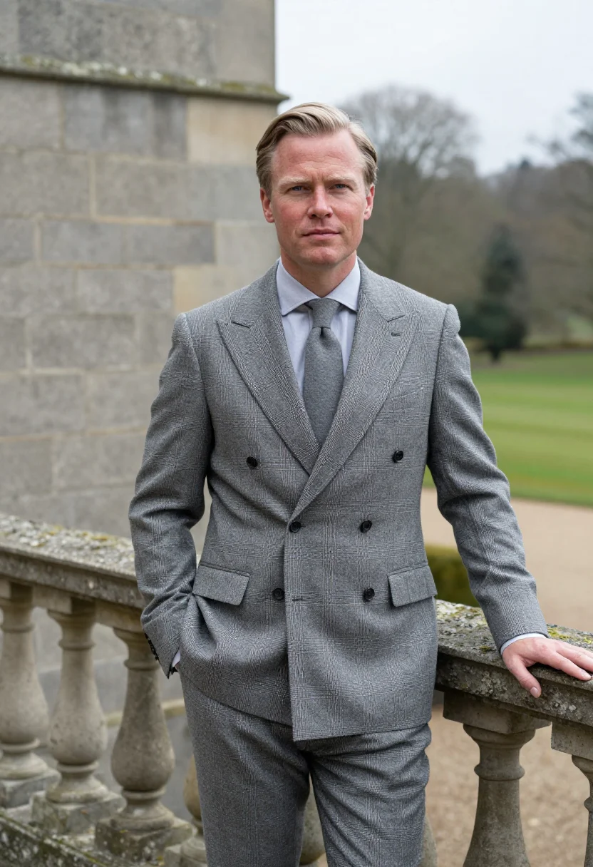 AI duke of windsor check country sample — portrait of a man, framed three-quarter length, head to mid-