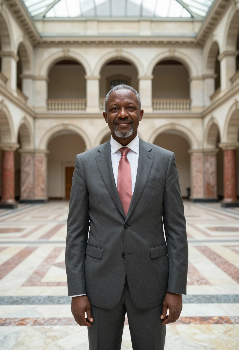 AI durbar court diplomat marble palette sample — portrait of a man, a diplomat in his late fifties of Nigeria