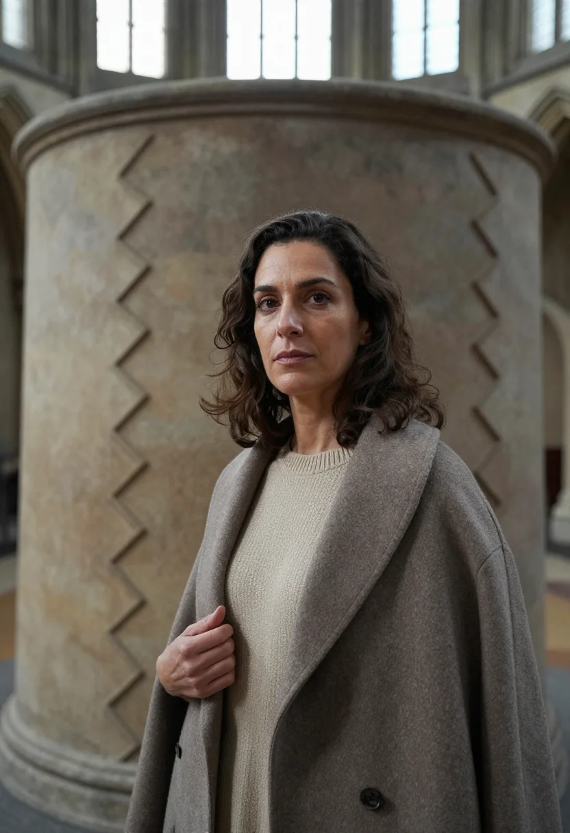 AI durham cathedral historian norman stone sample — portrait of a woman, a historian in her forties of Greek anc