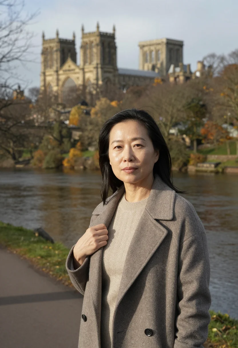AI durham cathedral historian norman stone sample — portrait of a woman, a historian in her forties of Korean an