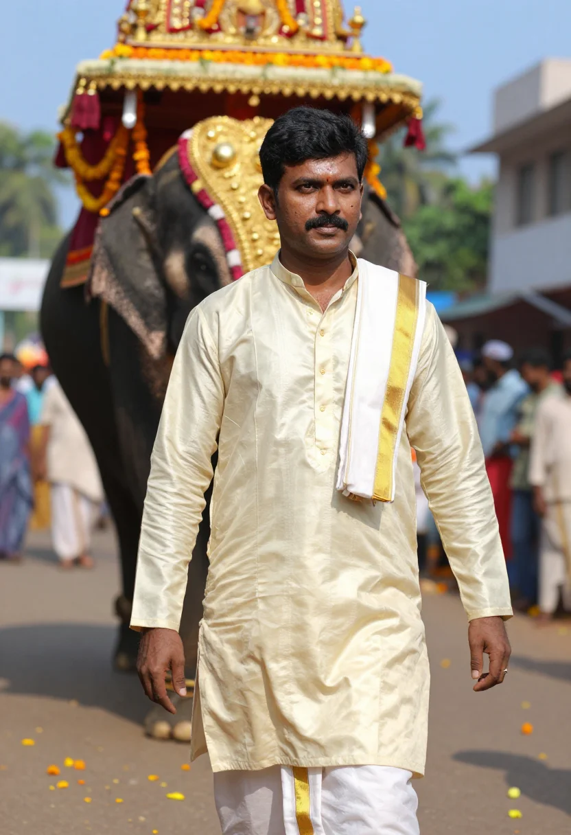 AI dussehra mysore sample — portrait of a man, half-length portrait of a South-Indian ma