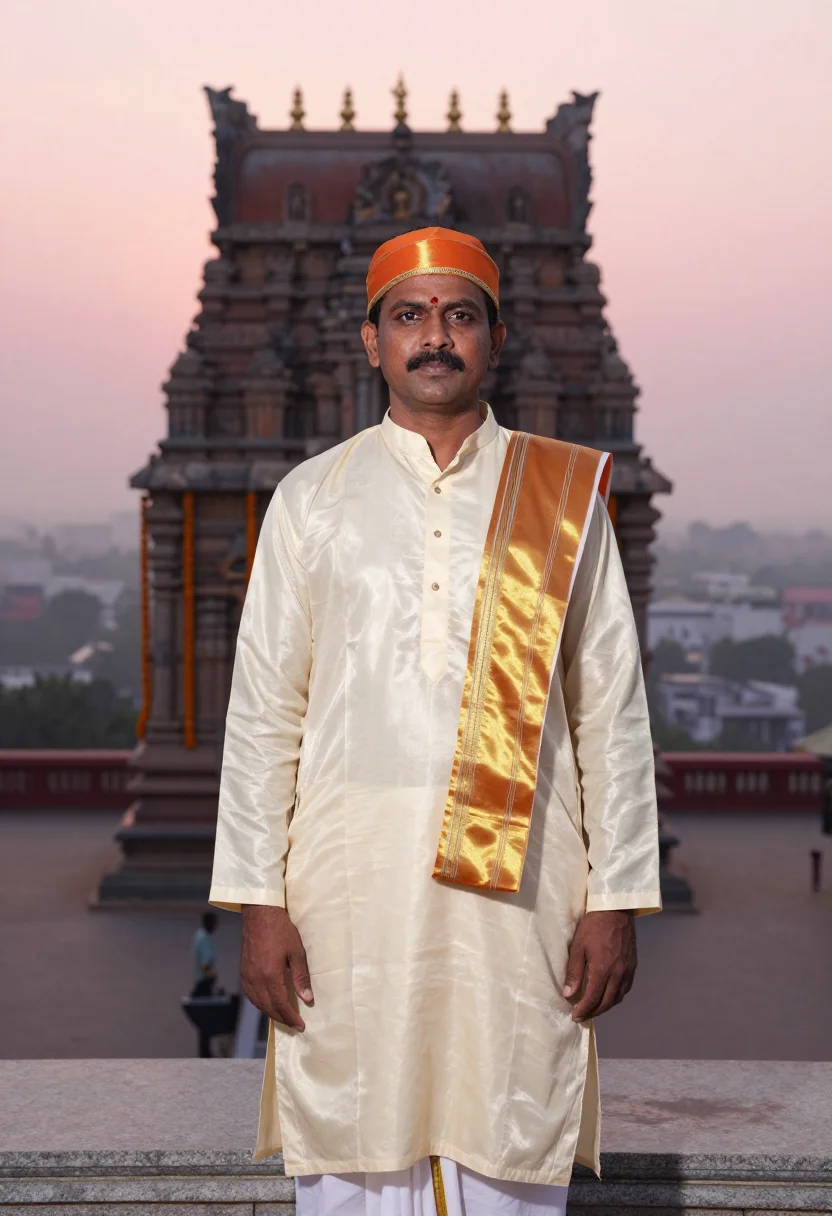 AI dussehra mysore sample — portrait of a man, three-quarter-length portrait of a South-