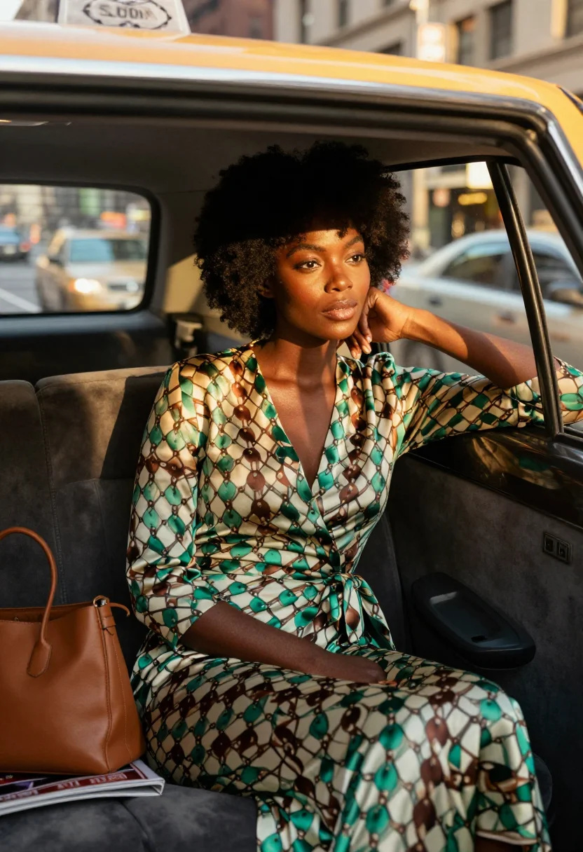 AI dvf wrap sample — portrait of a woman, half-length portrait of a Black woman w