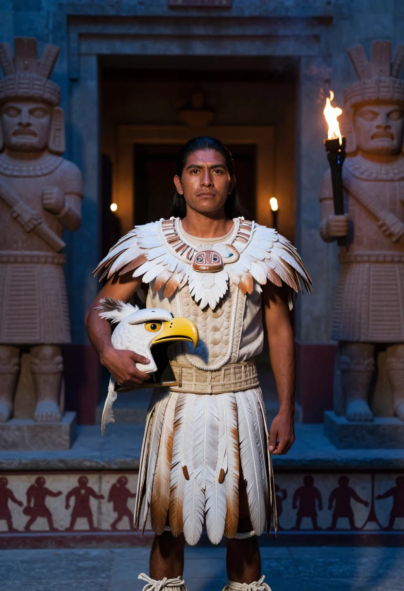AI eagle knight sample — portrait of a man, three-quarter-length portrait of a Nahua
