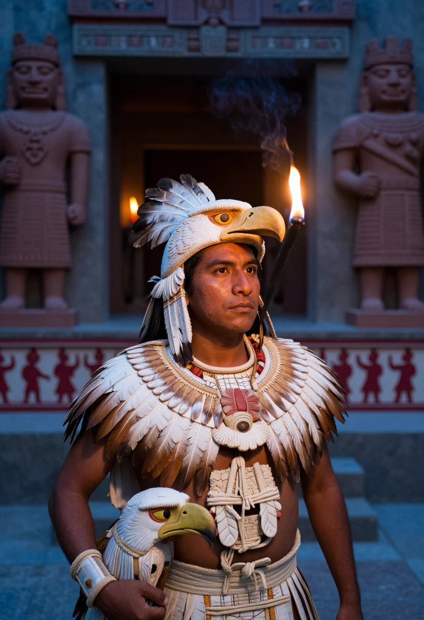 AI eagle knight sample — portrait of a man, chest-up portrait of a Nahua man with dee