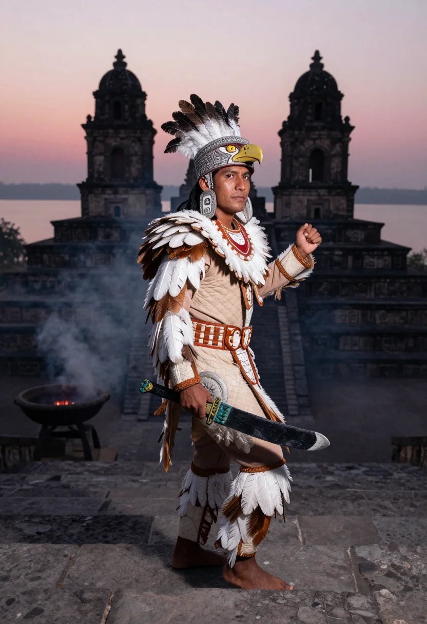 AI eagle knight sample — portrait of a man, full-length portrait of a Nahua man with