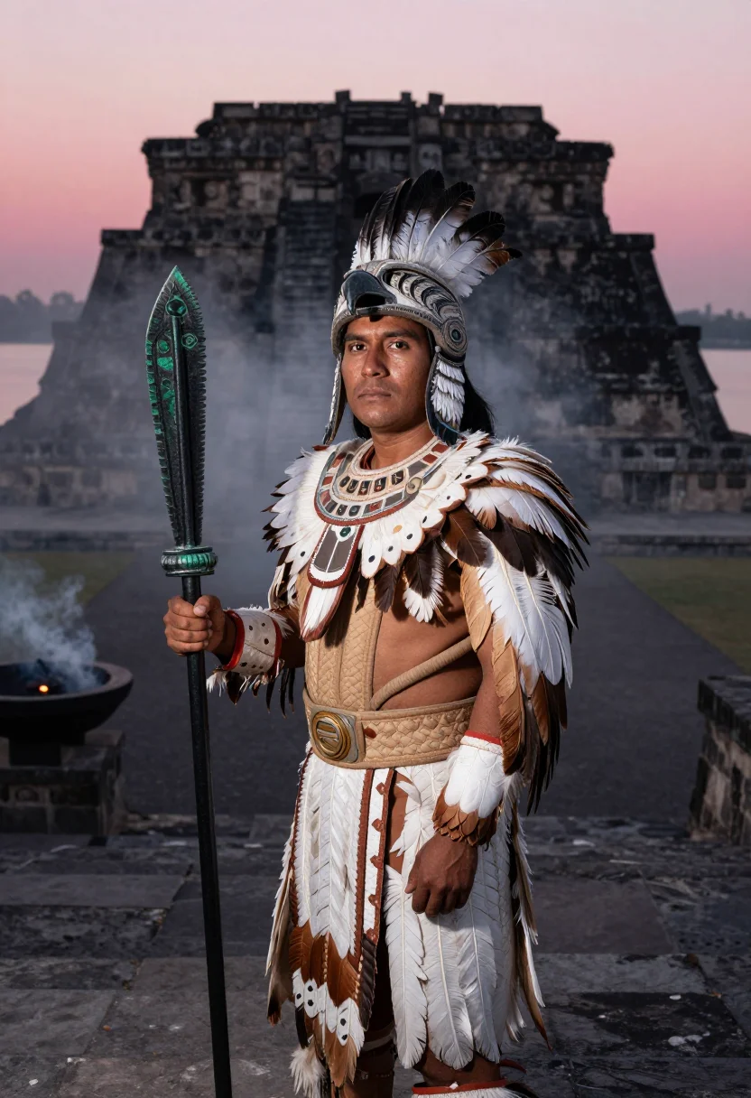 AI eagle knight sample — portrait of a man, half-length portrait of a Nahua man with