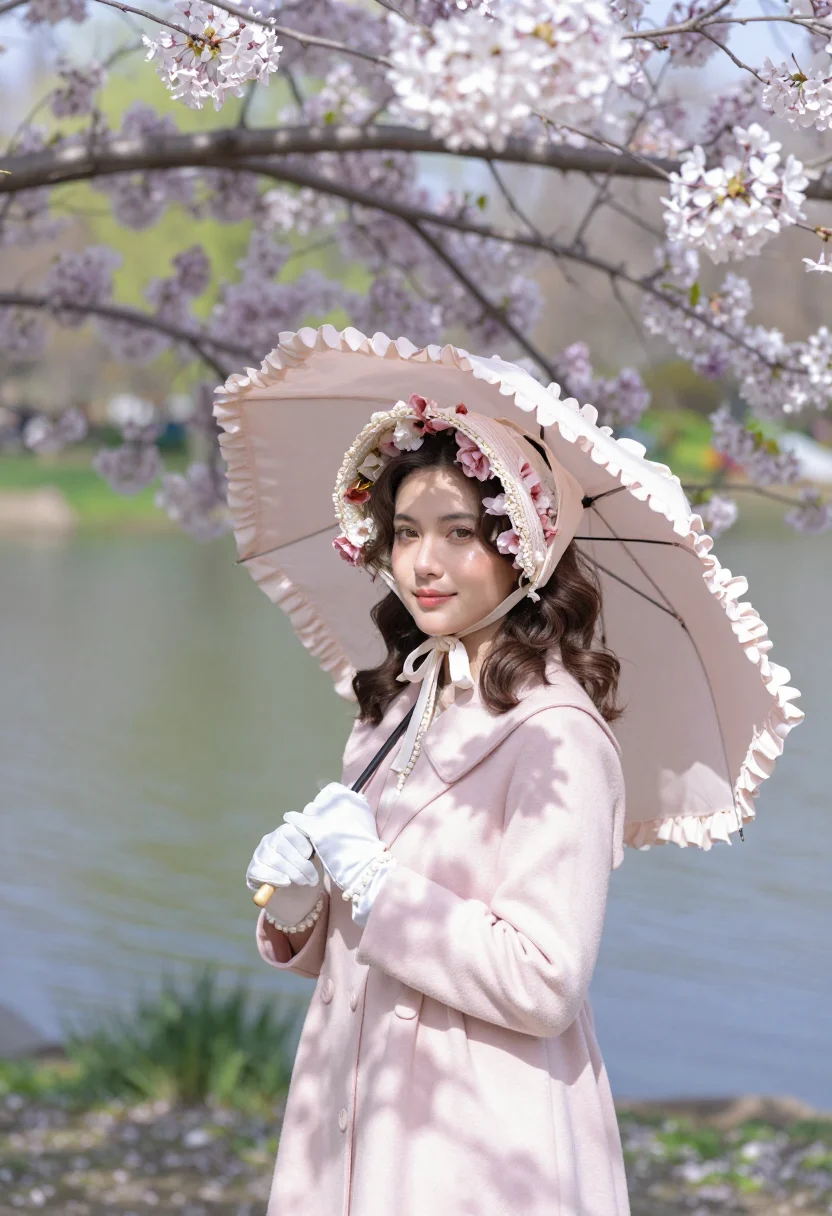 AI easter parade fifth avenue sample — portrait of a woman, in her late twenties, with warm fair sk