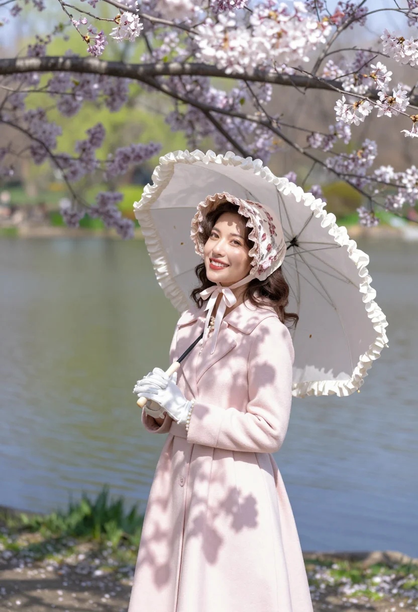 AI easter parade fifth avenue sample — portrait of a woman, in her late twenties, with warm fair sk