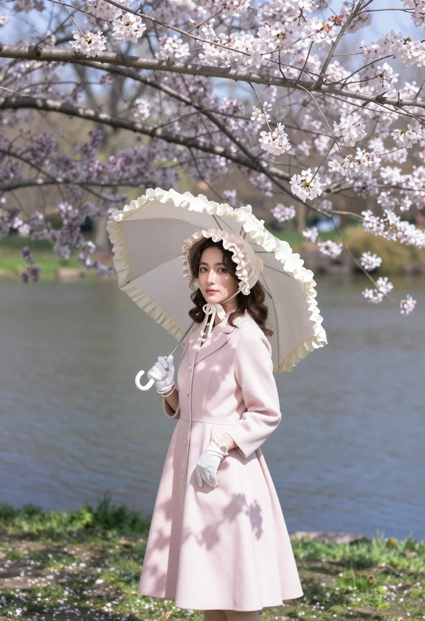 AI easter parade fifth avenue sample — portrait of a woman, in her late twenties, with warm fair sk
