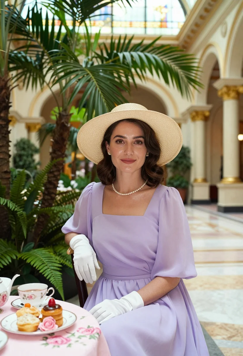 AI easter parade fifth avenue sample — portrait of a woman, in her late twenties, with warm fair sk
