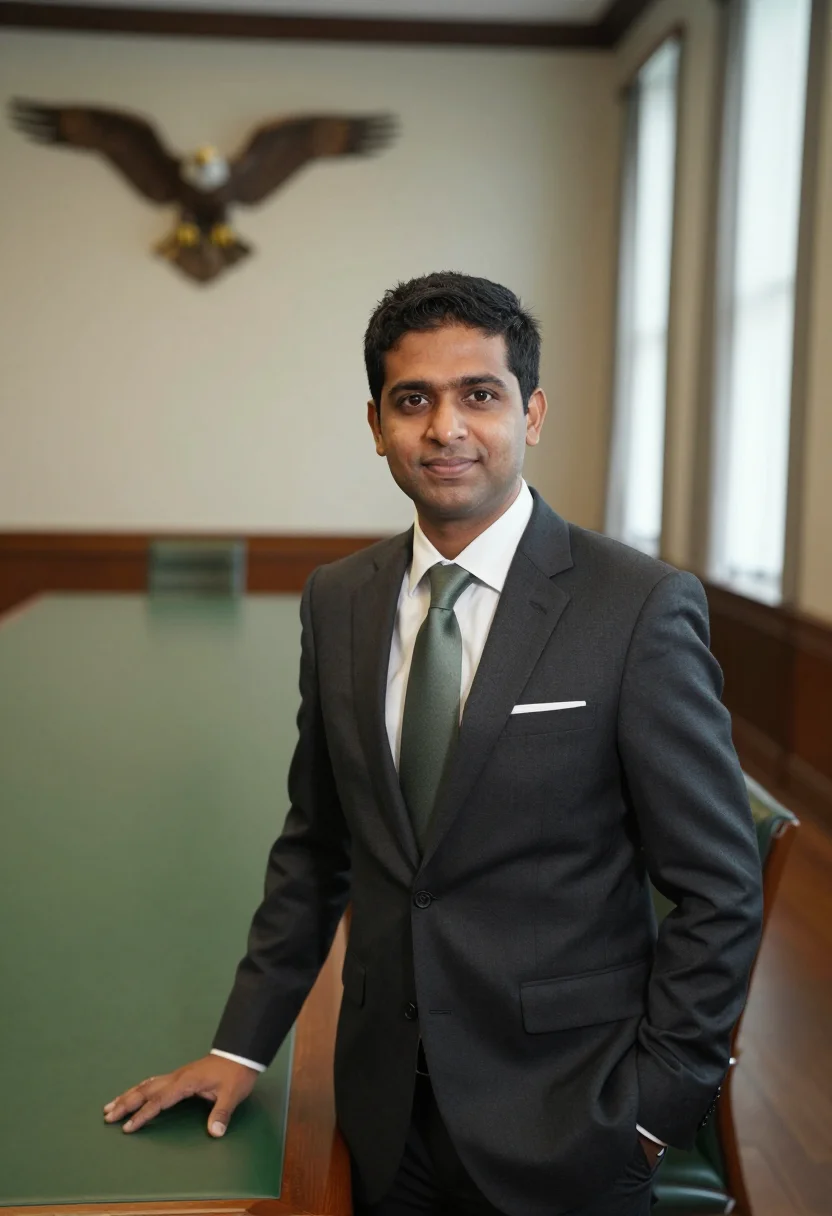 AI eccles building economist greenback sample — portrait of a man, of South-Asian descent, in his early fort