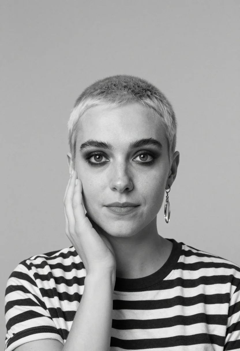 AI edie sedgwick sample — portrait of a woman, tight head-and-shoulders portrait of an